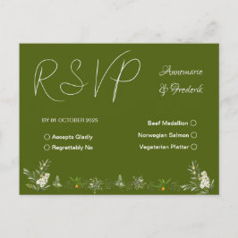 オリーブモダングリーンRSVP インビテーションポストカード
