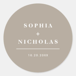 オリーブモダングレイミニマルエレガントな結婚式 ラウンドシール