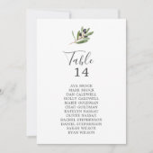 オリーブモダンテーブル番号座席表カード (正面)