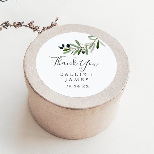 オリーブモダンブランチありがとうお願いステッカー ラウンドシール