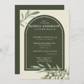 オリーブモダンブランチブライダルシャワー 招待状 (正面/裏面)