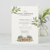 オリーブモダンブランチブライダルシャワー 招待状 (スタンド正面)