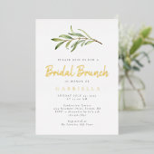 オリーブモダンブランチブライダルブランチ金ゴールド 箔招待状 (立ち正面)