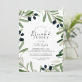 オリーブモダンブランチブランチ&バブリーブライダルシャワー 招待状 (スタンド正面)