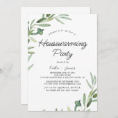オリーブモダンブランチ引っ越し祝いパーティーパーティの招待状 招待状 (正面/裏面)