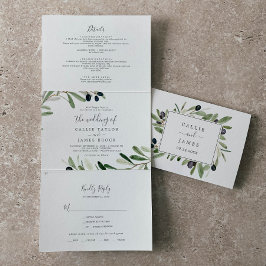 オリーブモダンブランチ結婚写真の全てを一つにする 三つ折り招待状