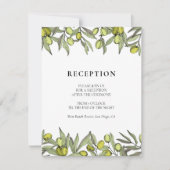 オリーブモダンブランチ結婚式のレセプションカード 招待状 (正面)