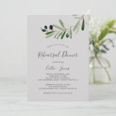 オリーブモダンブランチ |グレー・リハーサル・ディナー 招待状 (スタンド正面)