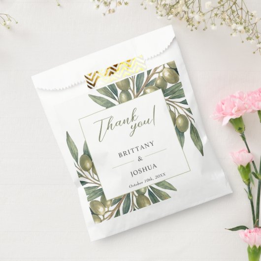 オリーブモダンブ地中海の結婚枝 フェイバーバッグ (封をした状態)