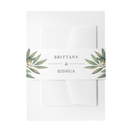 オリーブモダンブ地中海の結婚枝 招待状ベリーバンド (正面例)