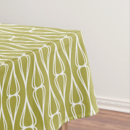 オリーブモダンホワイトパターン テーブルクロス