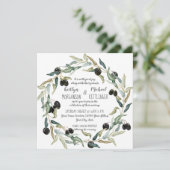 オリーブモダンリーフリースウォーターカラーアートタイポグラフィ 招待状 (スタンド正面)