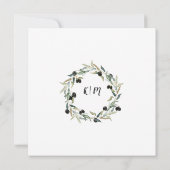 オリーブモダンリーフリースウォーターカラーアートタイポグラフィ 招待状 (裏面)