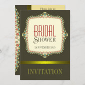 オリーブモダンヴィンテージブライダルシャワー招待 招待状 (正面/裏面)