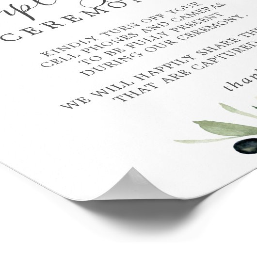 オリーブモダン枝の差し込み式の標識 ポスター (角)