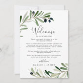 オリーブモダン結婚のウェルカムレター&旅程 (正面)