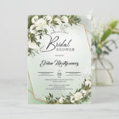 オリーブリースの森ほこりっぽい緑の白いバラboho 招待状 (スタンド正面)