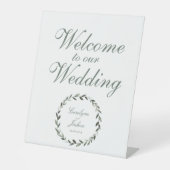 オリーブリースようこそ結婚私たちの2 エレガント 台座サイン (正面)