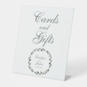 オリーブリースウエディングカードとギフト 台座サイン (正面)
