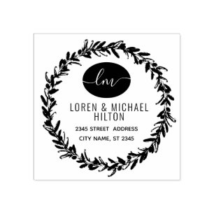 オリーブリースモノグラム差出人住所 ラバースタンプ