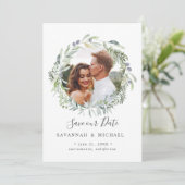 オリーブリース写真の結婚式の日付を保存 セーブザデート (スタンド正面)