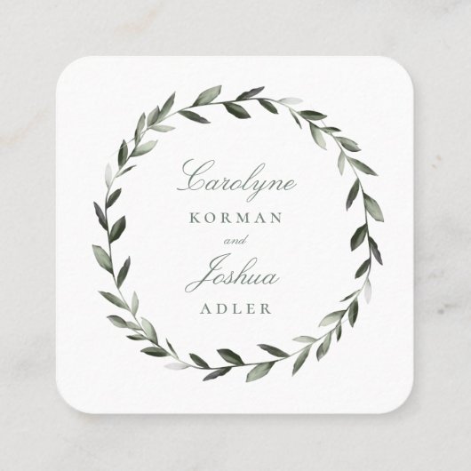 オリーブリース結婚のオンラインRSVPエンクロージャカード スクエア名刺 (裏面)