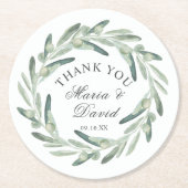 オリーブリース結婚グリーンの件 ラウンドペーパーコースター (正面)