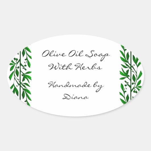 オリーブリーフカスタムレシピまたはソープラベルシール 楕円形シール (正面)