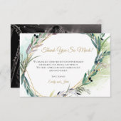 オリーブリーフ金ゴールド幾何学模様/写真 サンキューカード (正面/裏面)