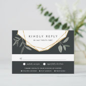 オリーブリーフRSVPカードとEntreeの選択肢 出欠カード (スタンド正面)