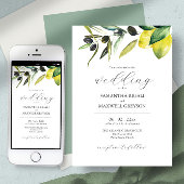 オリーブレモンウェディングエレガント水彩ボタニカル 招待状
