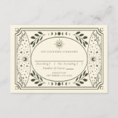 オリーブヴィンテージタロットカードゴシック結婚式RSVP エンクロージャーカード (正面)