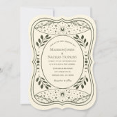オリーブヴィンテージタロットカード ゴシックウェディング招待状 招待状 (正面)