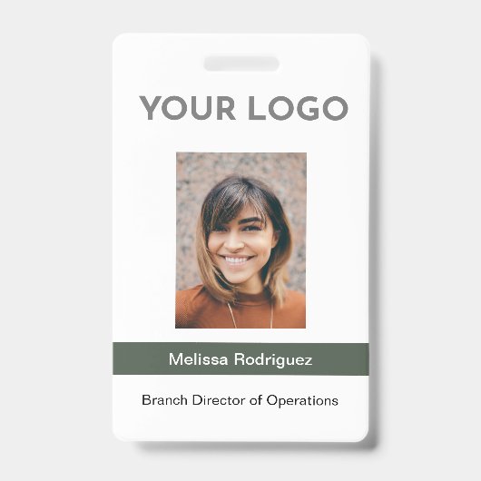 オリーブ企業のグリーン従業員の写真ID バッジ (Front)