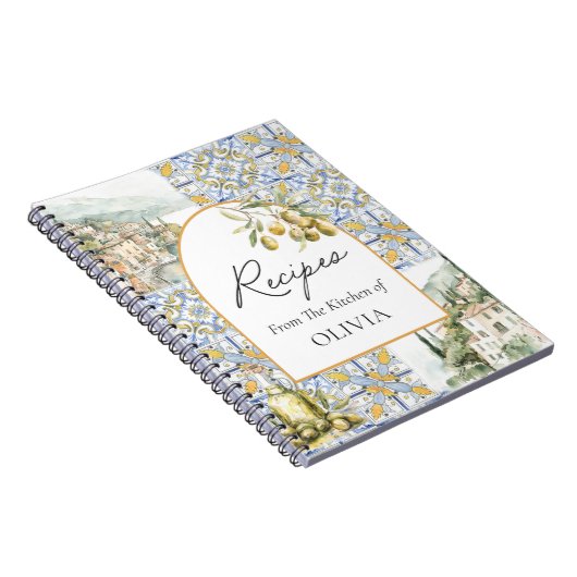 オリーブ地中海のタイル模様料理レシピ ノートブック (右側)