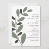 オリーブ地中海のブランチ魅力QRコー結婚ド 招待状 (正面)