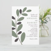 オリーブ地中海のブランチ魅力QRコー結婚ド 招待状 (スタンド正面)