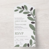 オリーブ地中海の枝の結婚魅力 オールインワン招待状 (内側)