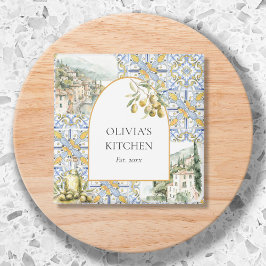 オリーブ地中海の植物黄ブルー マグネット