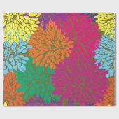 オリーブ数々のラッピング紙の色の菊 ラッピングペーパー (フラット)