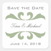 オリーブ日付シールとシールを保存 スクエアシール (正面)