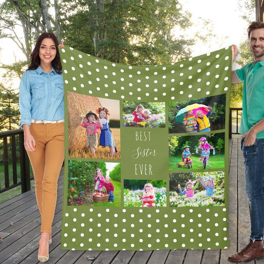 オリーブ最高のグリーン姉妹のコラージュ フリースブランケット