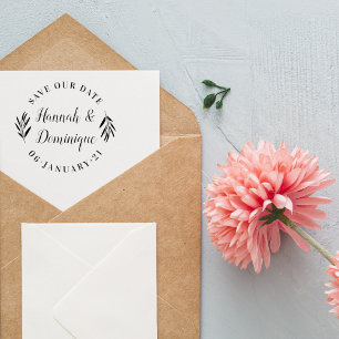 オリーブ枝の書道は日付を保存結婚する ラバースタンプ