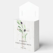 オリーブ枝の白い木のクロス最初の聖餐式 フェイバーボックス (オープン)