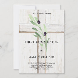 オリーブ枝ウッドクロスファースト聖餐式の招待団 招待状