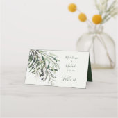 オリーブ枝エレガントな結婚式台番号 プレイスカード (正面)