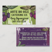 オリーブ枝オリーブ油シェフケータリング料理バス 名刺 (正面/裏面)