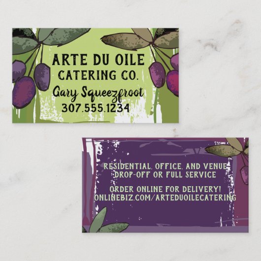 オリーブ枝オリーブ油シェフケータリング料理バス 名刺 (正面/裏面)