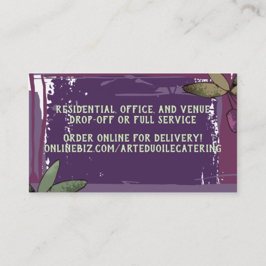 オリーブ枝オリーブ油シェフケータリング料理バス 名刺 (裏面)