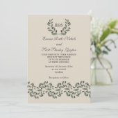 オリーブ枝ガーランドとリース結婚ズ 招待状 (スタンド正面)